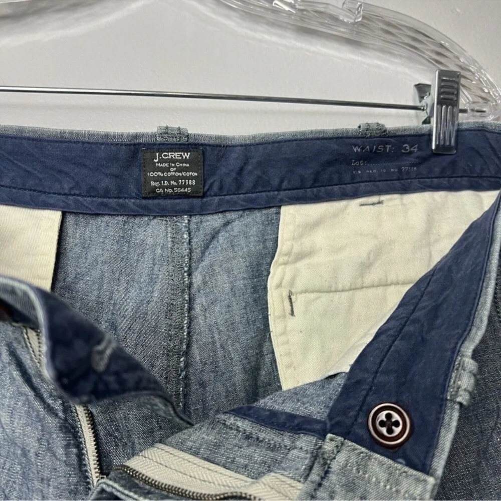 J. Crew Blue Chambray Cotton Shorts 34W